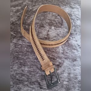 Genuine Leather Brown Men's Belt w/Lacing & Metal Buckle size: L 38-40